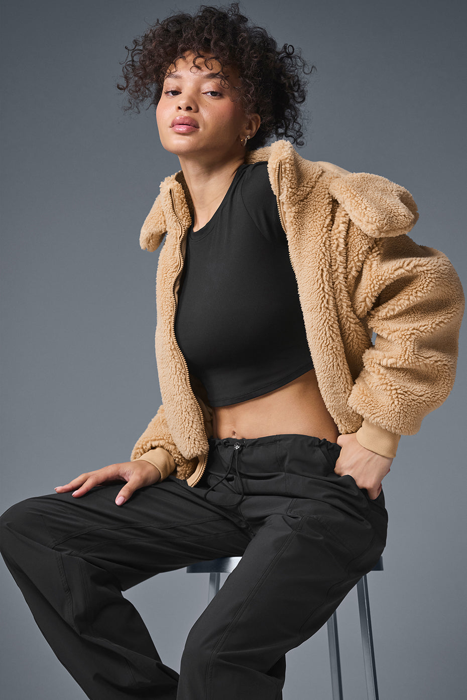 Foxy Sherpa Zip Jacket — Camel
