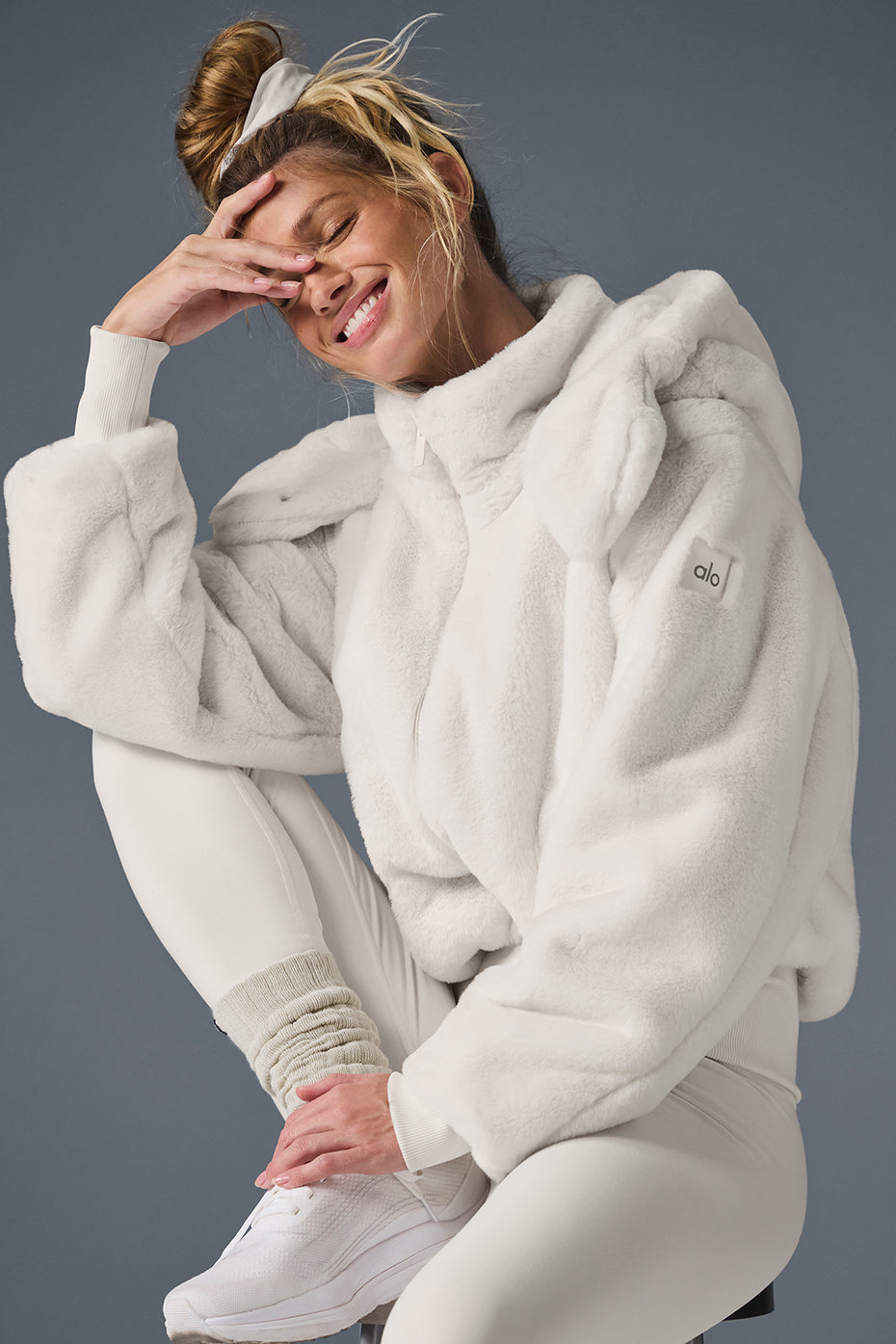 Faux Fur Foxy Zip Jacket — Ivory