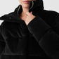 Ribbed Velour Gold Rush Puffer — Black