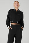 Cropped G.O.A.T Zip Jacket — Black