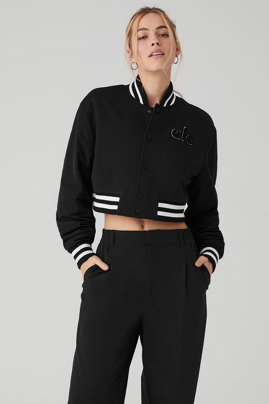 Cropped G.O.A.T Zip Jacket — Black