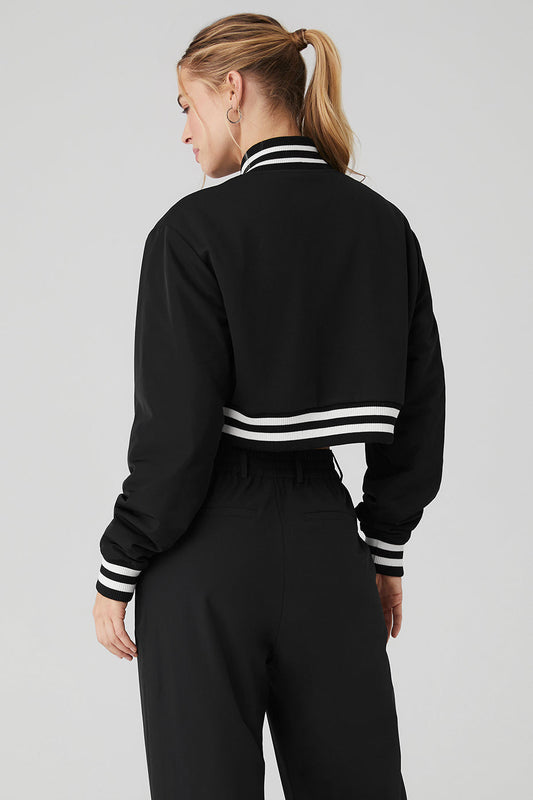 Cropped G.O.A.T Zip Jacket — Black