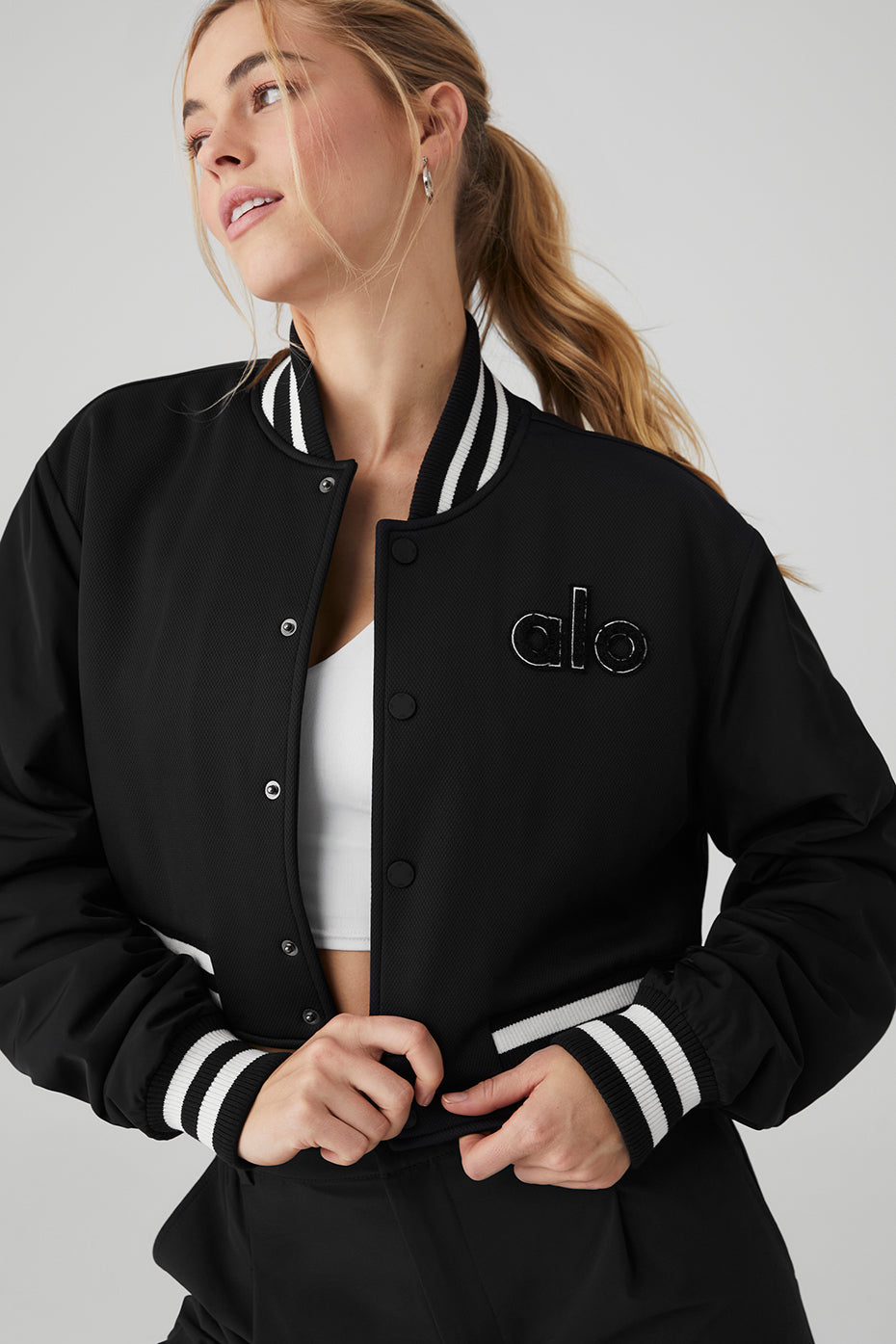 Cropped G.O.A.T Zip Jacket — Black