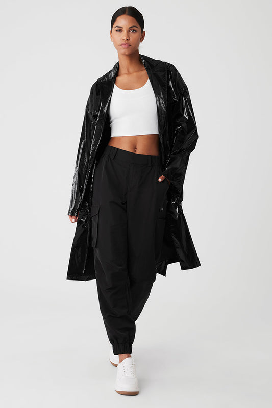 Metallic Break Line Trench — Black Metallic