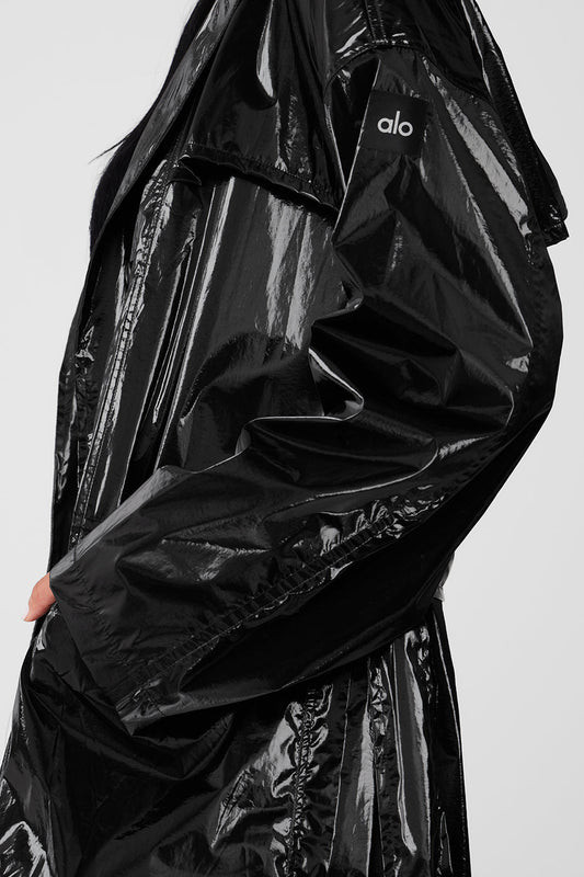 Metallic Break Line Trench — Black Metallic