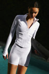 Airbrush Corset Full Zip Zip Jacket — White
