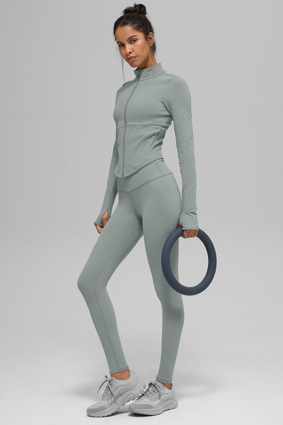 Airbrush Corset Full Zip Zip Jacket — Lunar Grey