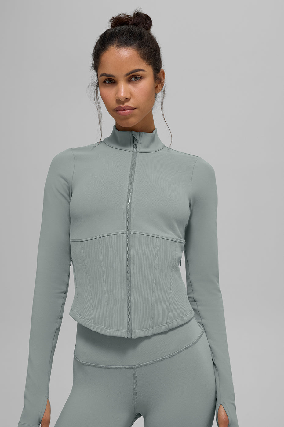 Airbrush Corset Full Zip Zip Jacket — Lunar Grey