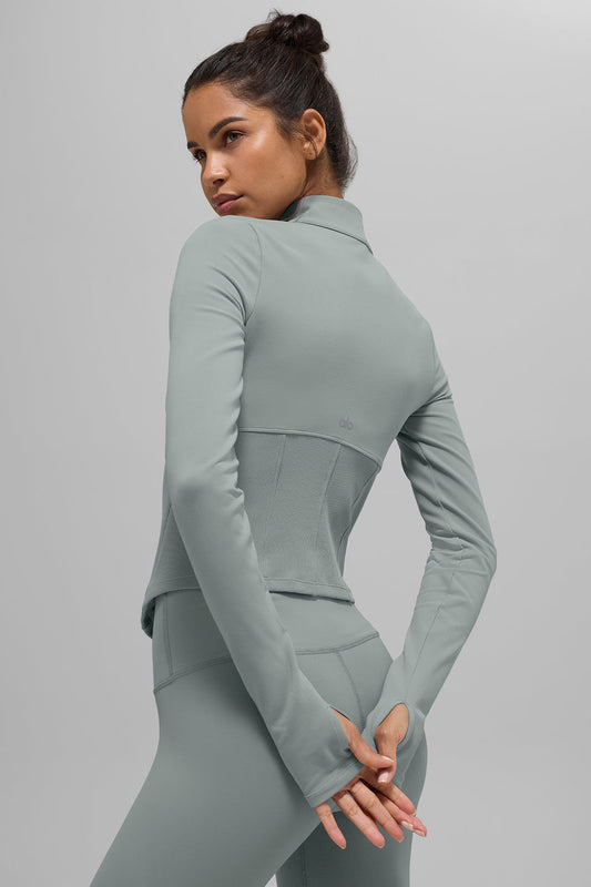 Airbrush Corset Full Zip Zip Jacket — Lunar Grey