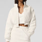 Polar Fleece Cropped Wintry Mix Zip Jacket — Ivory