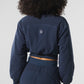 Polar Fleece Cropped Wintry Mix Zip Jacket — Navy