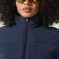 Polar Fleece Cropped Wintry Mix Zip Jacket — Navy