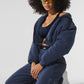 Polar Fleece Cropped Wintry Mix Zip Jacket — Navy