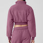 Polar Fleece Cropped Wintry Mix Zip Jacket — Soft Mulberry