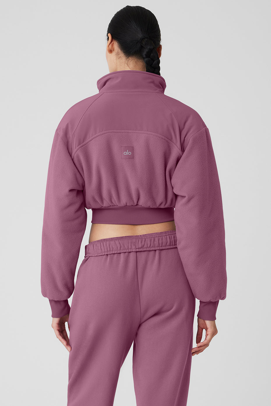 Polar Fleece Cropped Wintry Mix Zip Jacket — Soft Mulberry