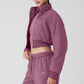 Polar Fleece Cropped Wintry Mix Zip Jacket — Soft Mulberry