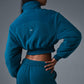 Polar Fleece Cropped Wintry Mix Zip Jacket — Eclipse Blue