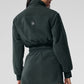 Polar Fleece Cropped Wintry Mix Zip Jacket — Charcoal Green