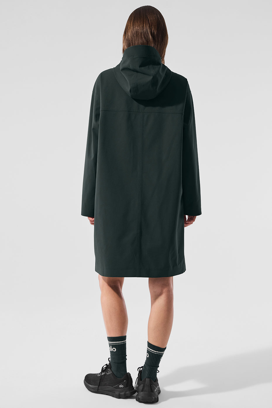 Rain Or Shine Long Coat — Charcoal Green