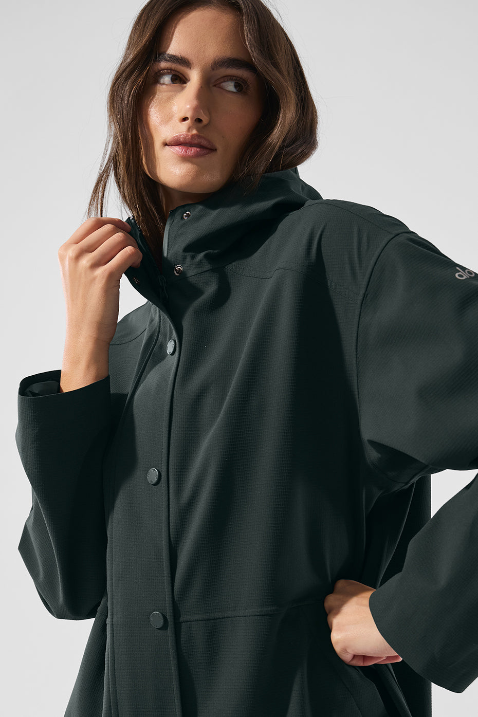 Rain Or Shine Long Coat — Charcoal Green
