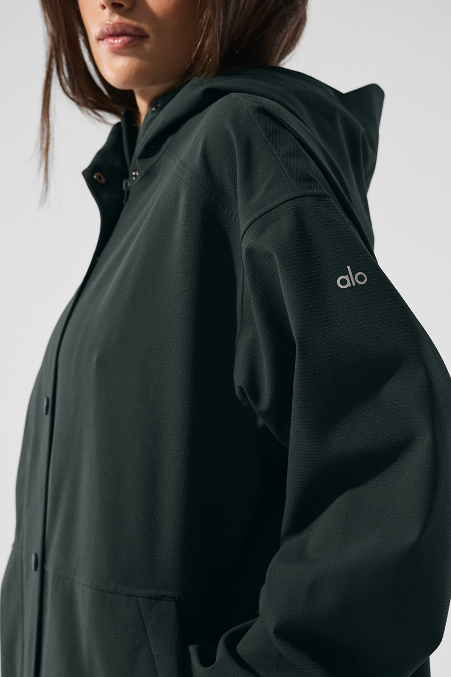 Rain Or Shine Long Coat — Charcoal Green