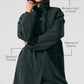 Rain Or Shine Long Coat — Charcoal Green