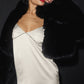 Opulent Faux Fur Cropped Zip Jacket — Black