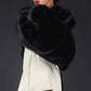 Opulent Faux Fur Cropped Zip Jacket — Black