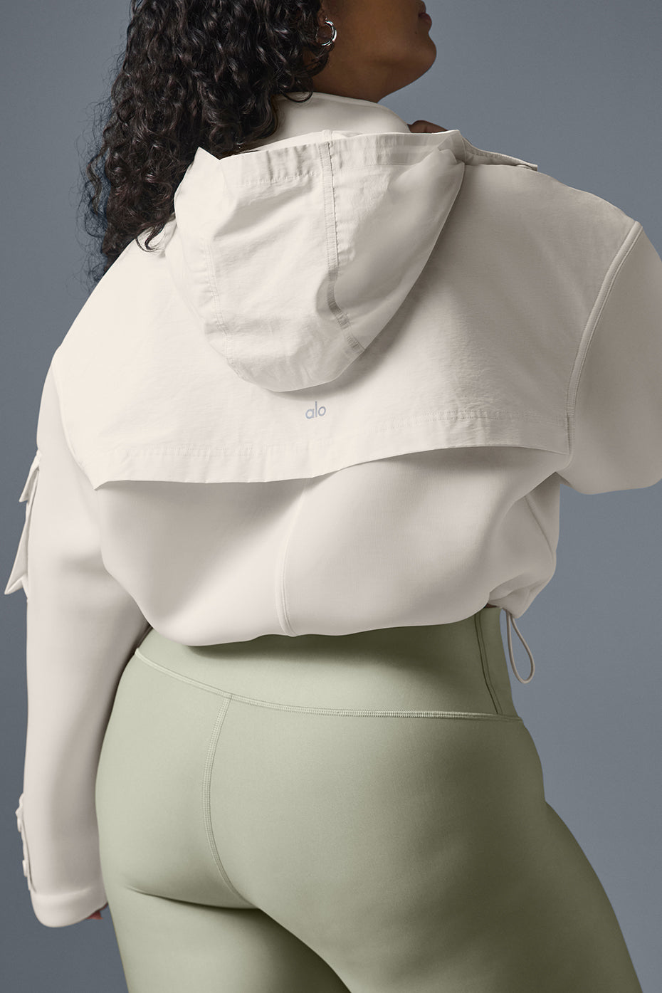 Cropped Engage Cargo Parka — Ivory