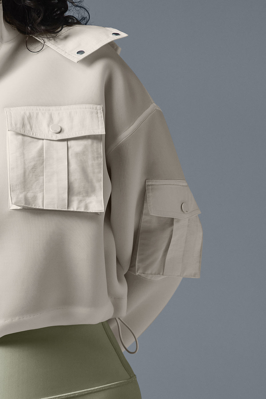 Cropped Engage Cargo Parka — Ivory