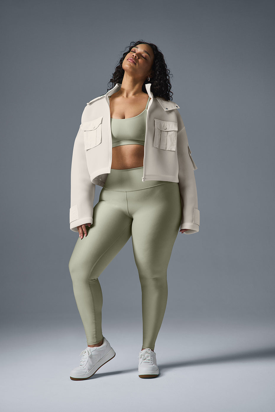 Cropped Engage Cargo Parka — Ivory