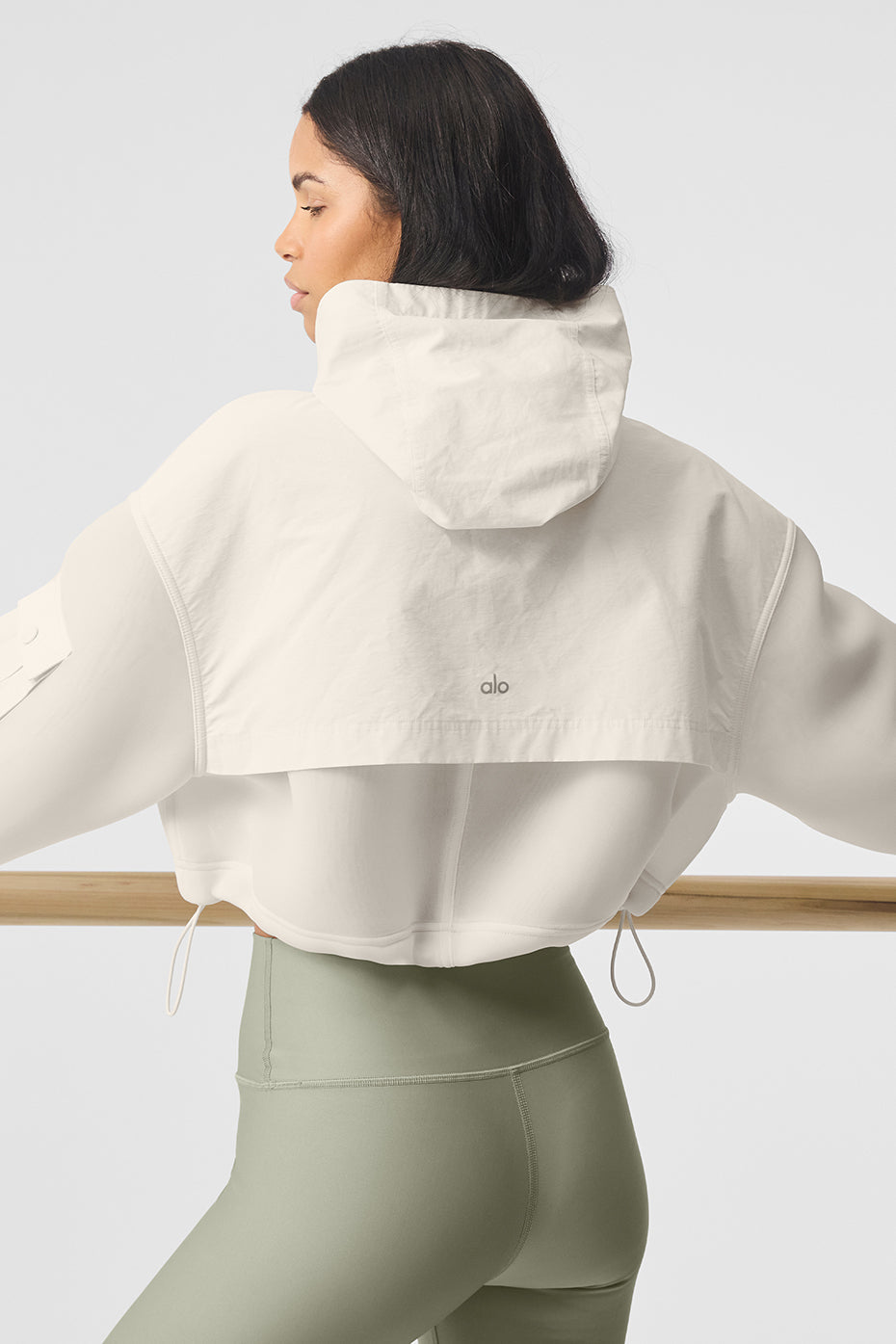 Cropped Engage Cargo Parka — Ivory