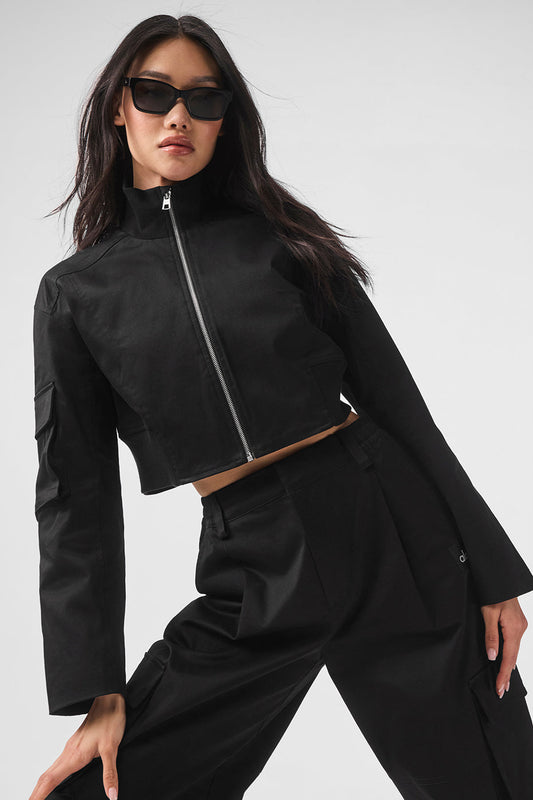 Night Out Cargo Zip Jacket — Black