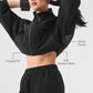 Cropped Playmaker Zip Jacket — Black