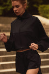 Cropped Playmaker Zip Jacket — Black