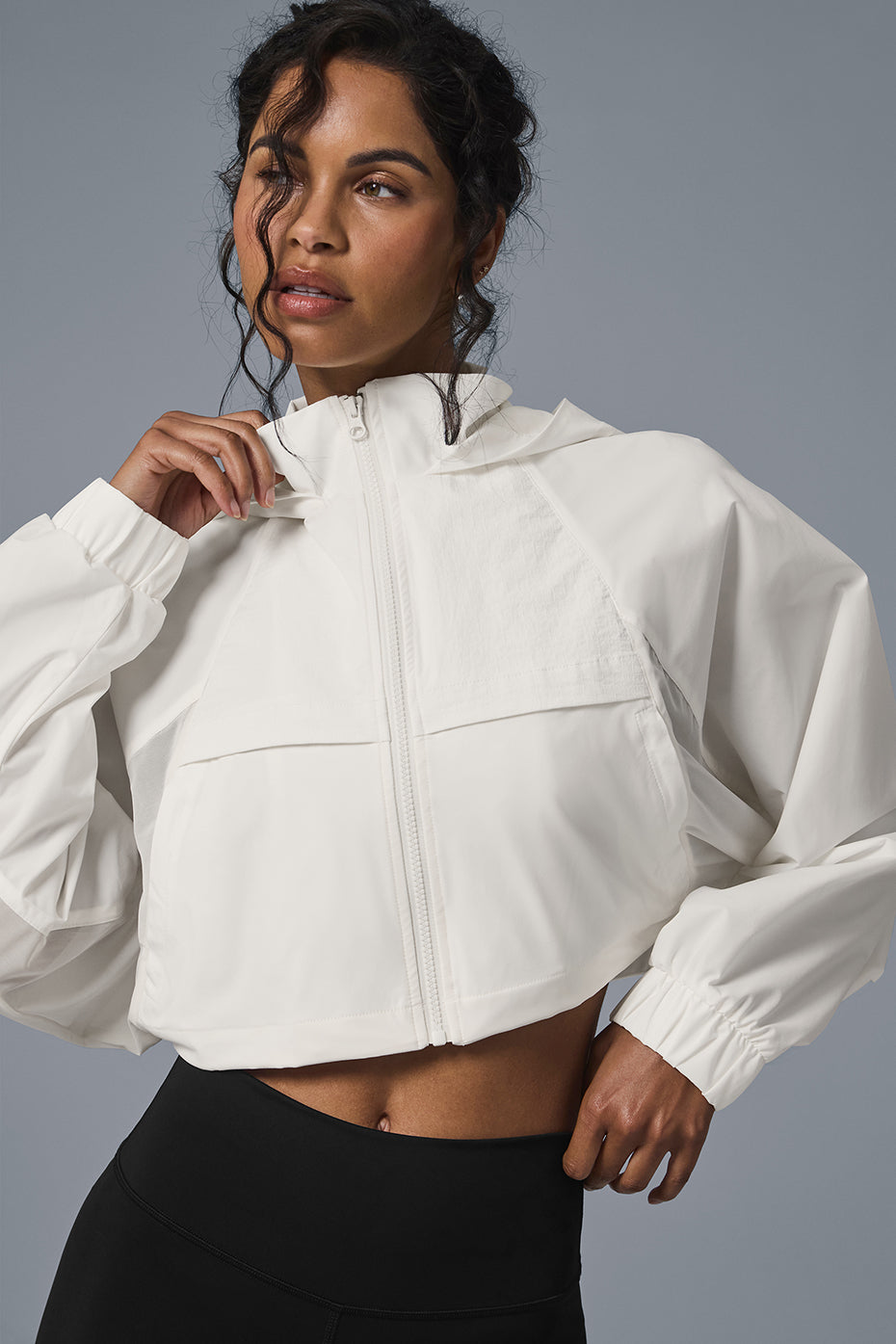 Cropped Playmaker Zip Jacket — Ivory