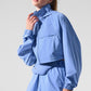 Cropped Playmaker Zip Jacket — Crystal Clear Blue