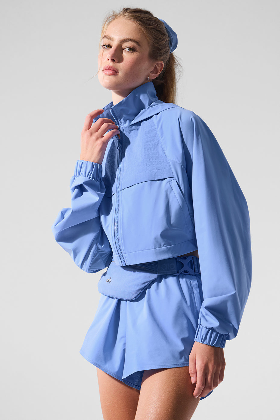Cropped Playmaker Zip Jacket — Crystal Clear Blue