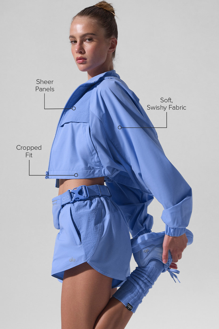 Cropped Playmaker Zip Jacket — Crystal Clear Blue