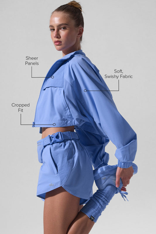 Cropped Playmaker Zip Jacket — Crystal Clear Blue