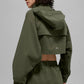 Cropped Playmaker Zip Jacket — Green Olive