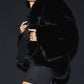 Opulent Faux Fur Statement Zip Jacket — Black