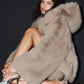 Opulent Faux Fur Statement Zip Jacket — Oat