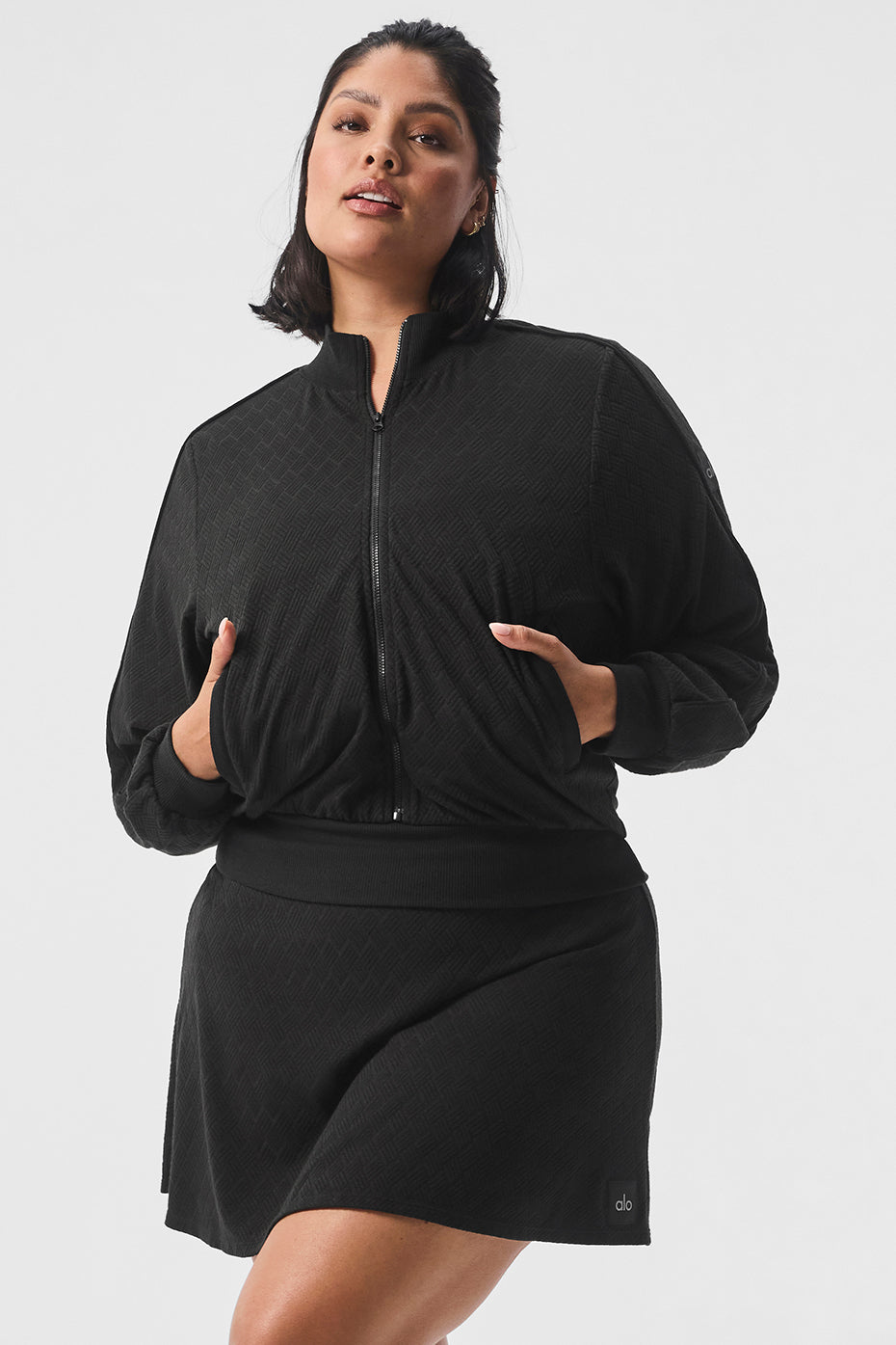 Cropped Doubles Only Full Zip Zip Jacket — Black