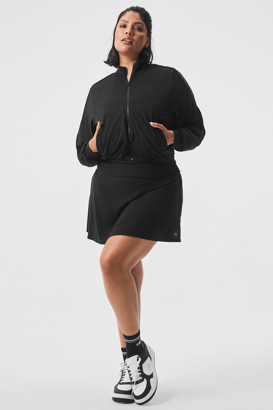 Cropped Doubles Only Full Zip Zip Jacket — Black