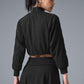 Cropped Doubles Only Full Zip Zip Jacket — Black