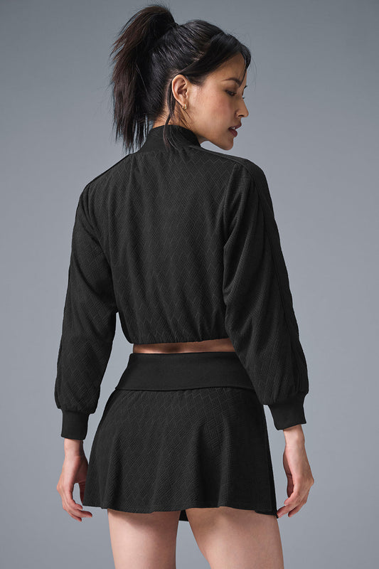 Cropped Doubles Only Full Zip Zip Jacket — Black