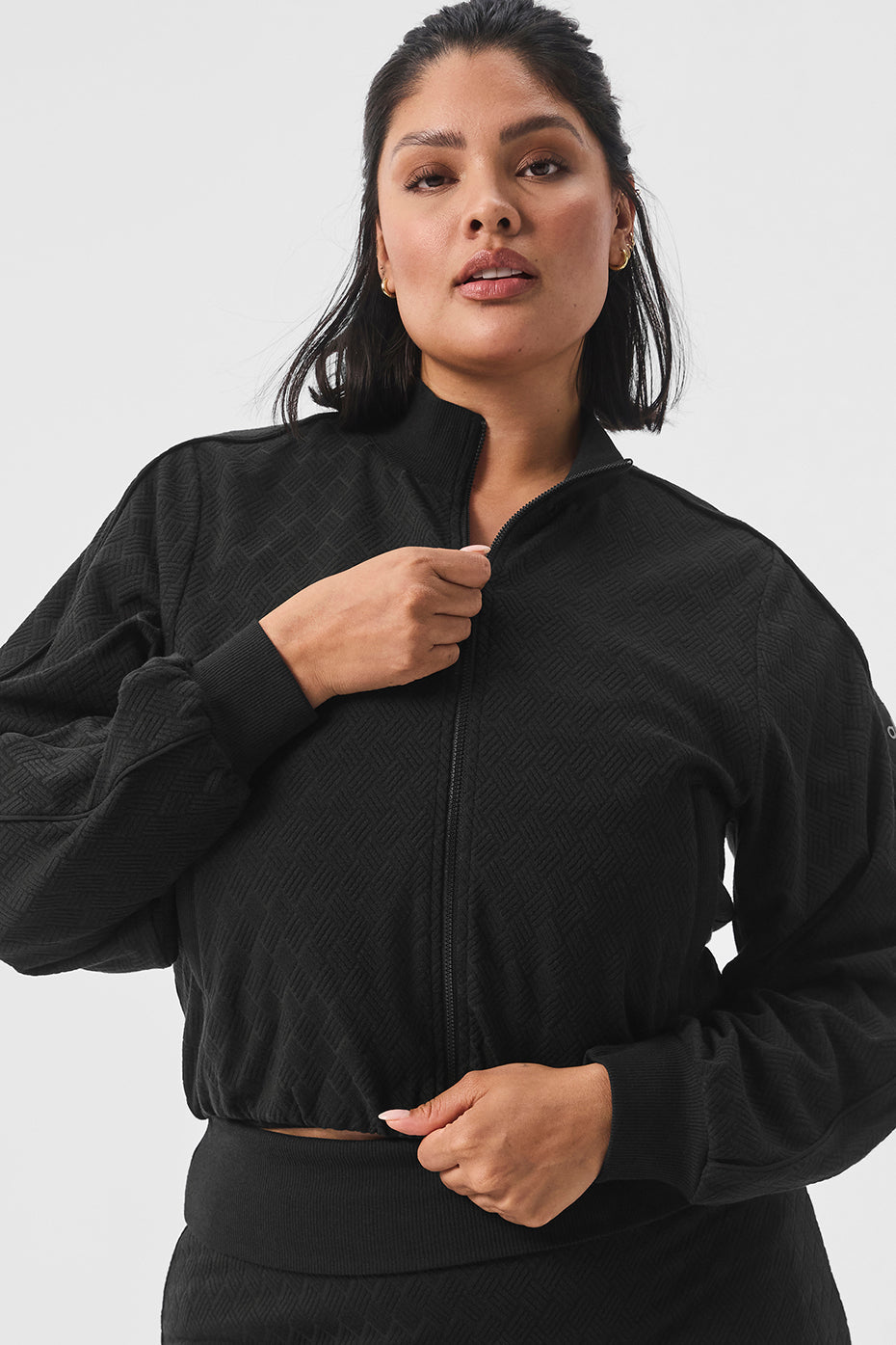Cropped Doubles Only Full Zip Zip Jacket — Black