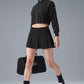 Cropped Doubles Only Full Zip Zip Jacket — Black