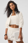 Cropped Doubles Only Full Zip Zip Jacket — Ivory